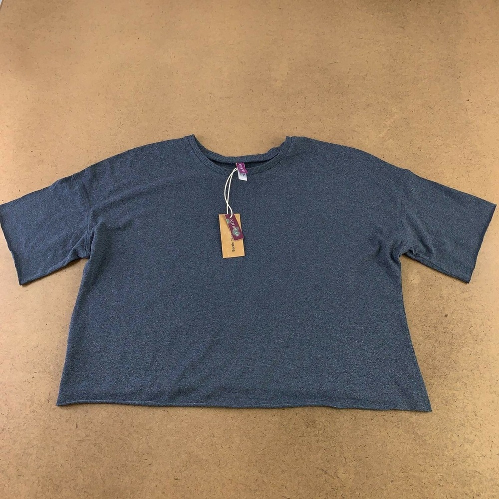 Adore Me Womens T-Shirt Navy Blue Heathered Short Sleeve Crew Neck L New